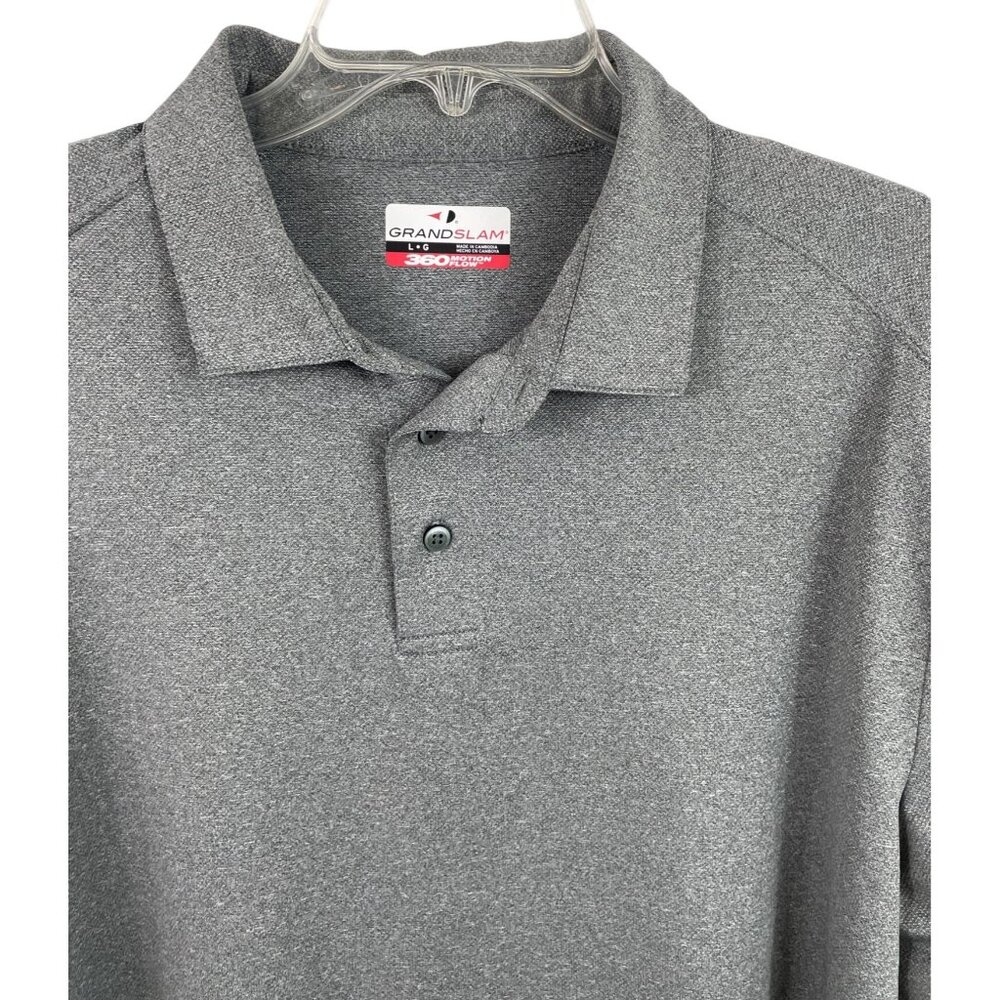 Grand Slam Mens Size Large Gray Long Sleeve Polo Shirt - Picture 3 of 8